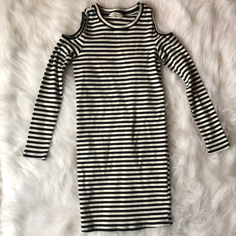 SHEIN girls cold shoulder rib knit dress 9-10